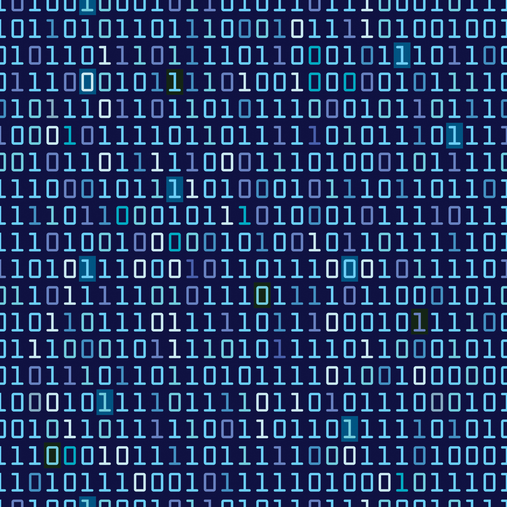 Blue binary computer code repeating vector background illustration